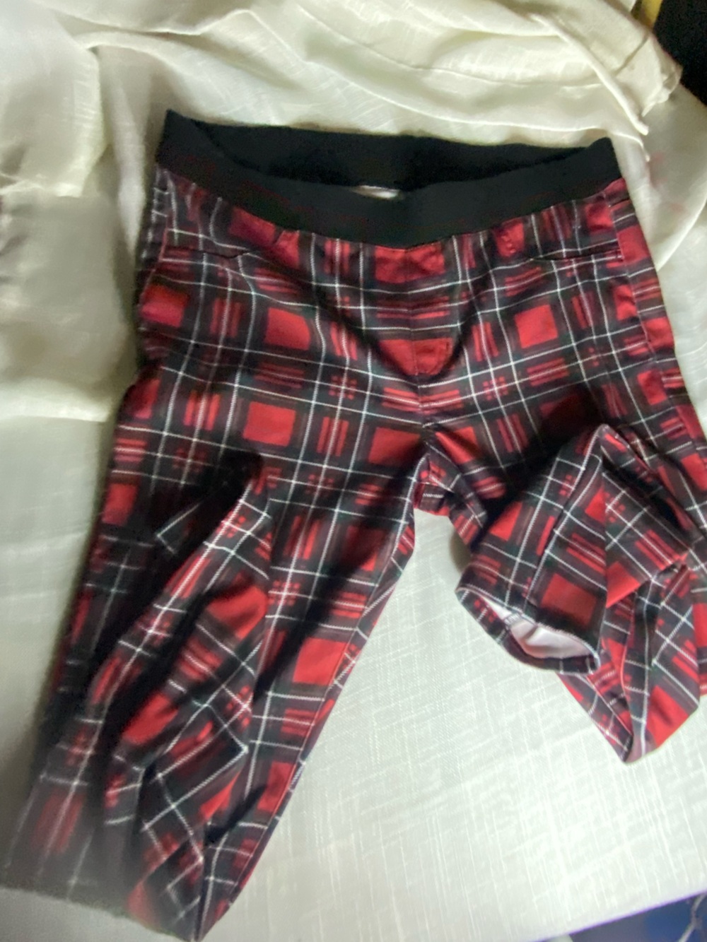 No Boundaries Red and Black Plaid Kids Leggings